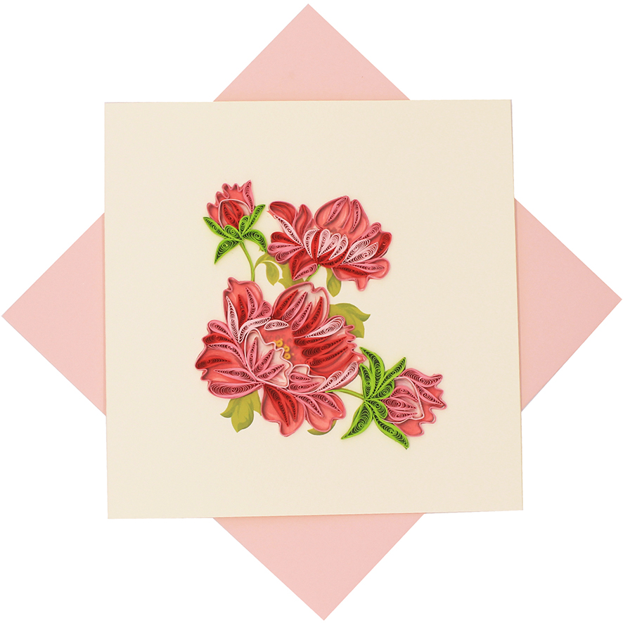 Quilled Pink Peonies Card